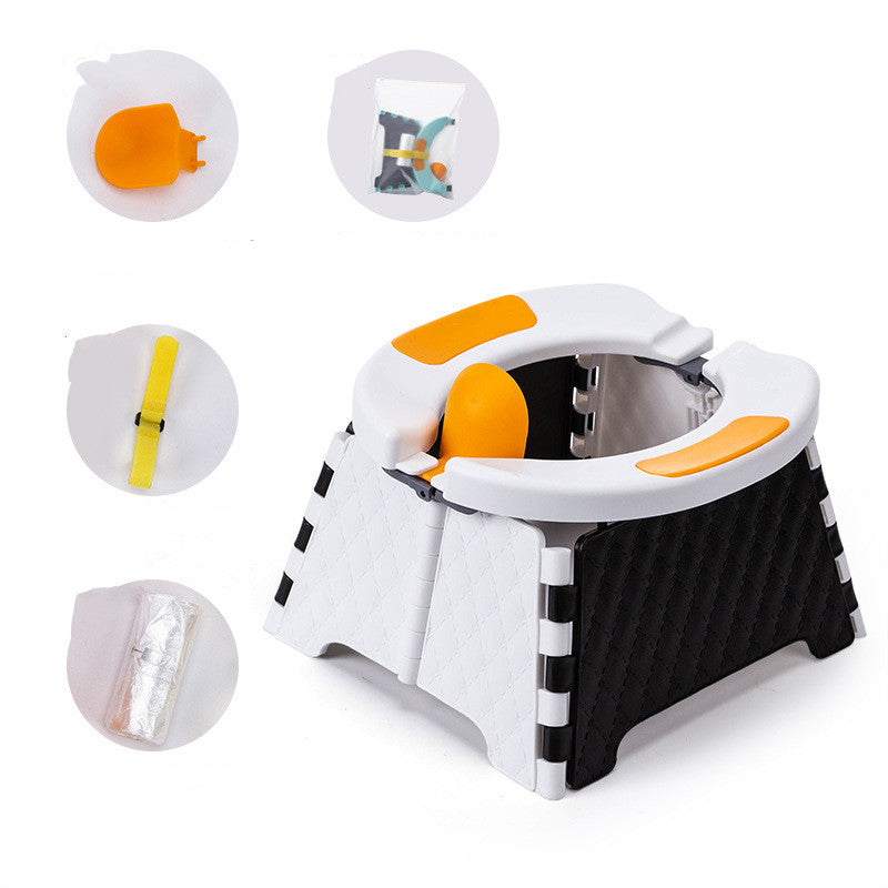 Travel potty with multiple colored cushions on a white background