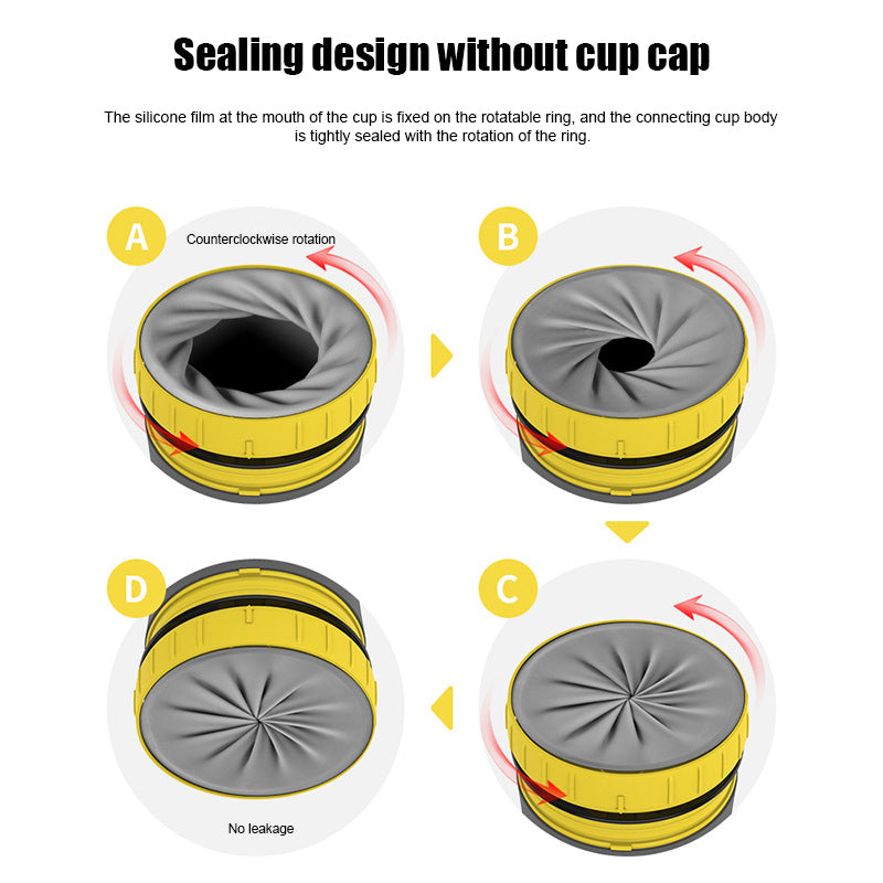 Illustration of a sealing design without cup cap with labeled steps on a white background.