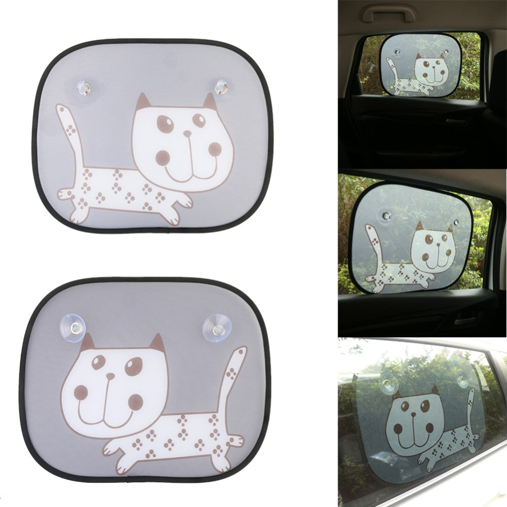 Car sunshades with cat design on a white background