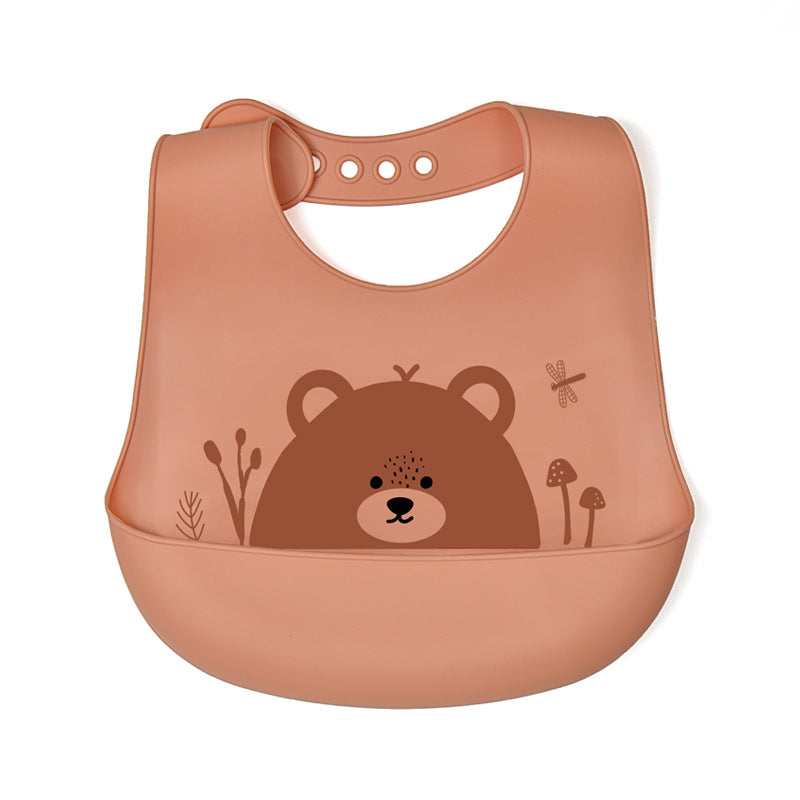 Baby bib with bear design on a white background
