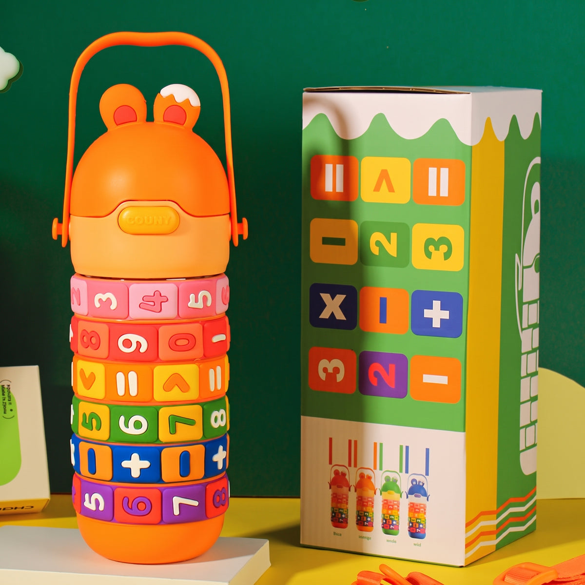 An orange kids insulated educational cup