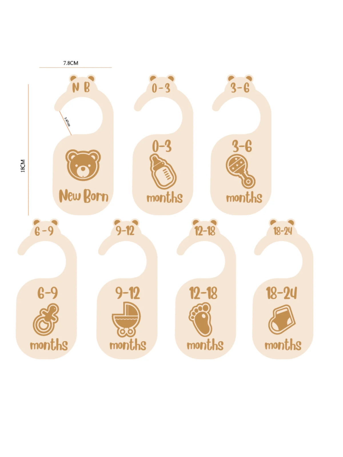 Measurement and range of wardrobe dividers on white background